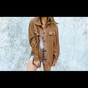 La Miel Camel Fleece Shacket